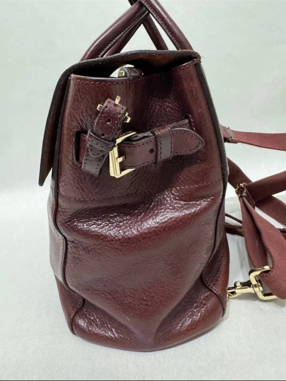 Mulberry Burgundy Leather Top-Handle Briefcase with Gold Hardware - Picture 4 of 11